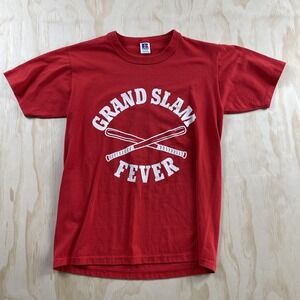 Vintage Russell Made In USA Grand Slam Fever Mens Medium Red Baseball Tee
